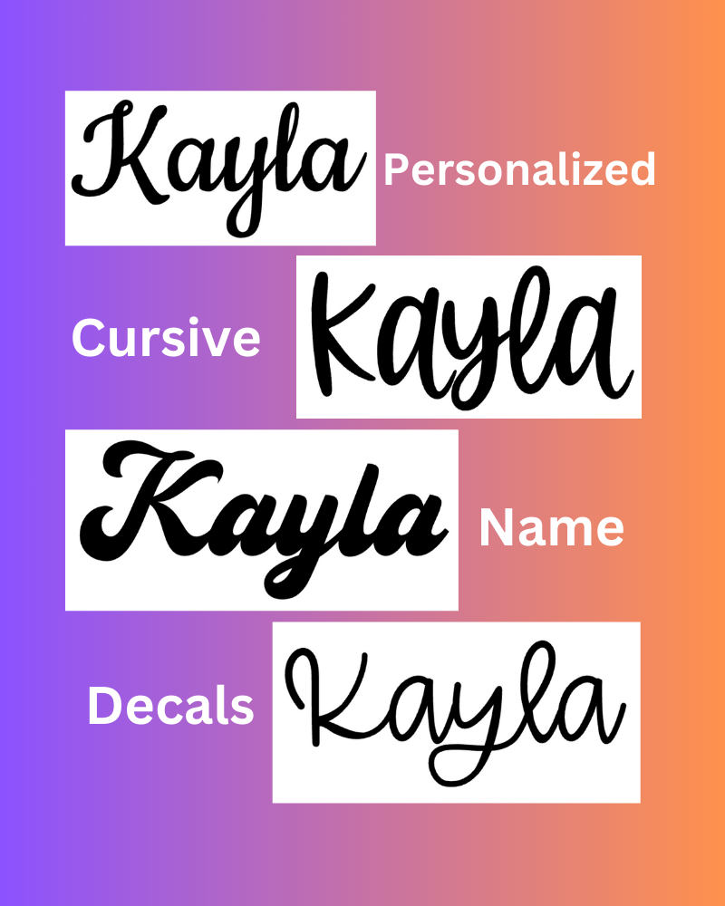 Cursive Name Decals - Personalized Vinyl Stickers - Script Words for Tumblers, Water Bottles, Wine Glasses, Girl's Weekend