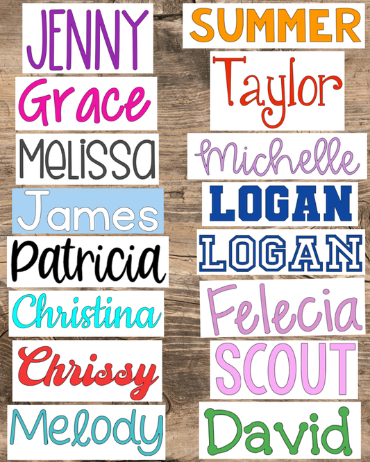 Name Decals - Personalized Vinyl Stickers - Custom Word Labels for Cups, Tumblers, Water Bottles, Back to School Supplies