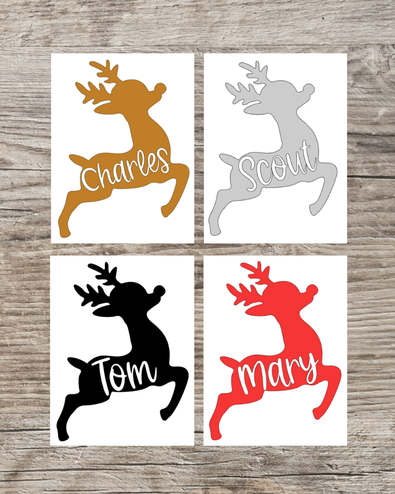 Reindeer Name Decal - Personalized Vinyl Sticker - Christmas Word Labels for Cups, Tumblers, Water Bottles, Crafts, DIY Projects