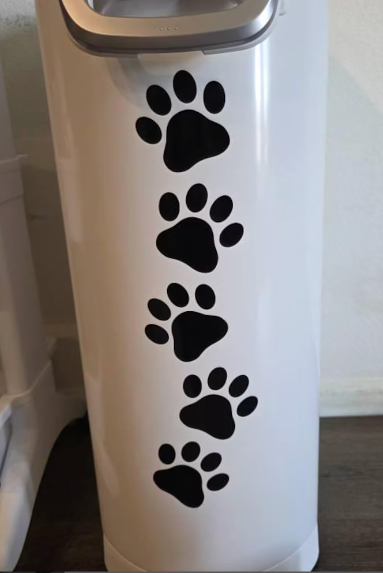 Paw Print Decals Vinyl Stickers Pack of 8 - Car, Dog or Cat Treat Jar, Mailbox, Window, Door, Car, Pet Rescue - DIY Projects & Crafts