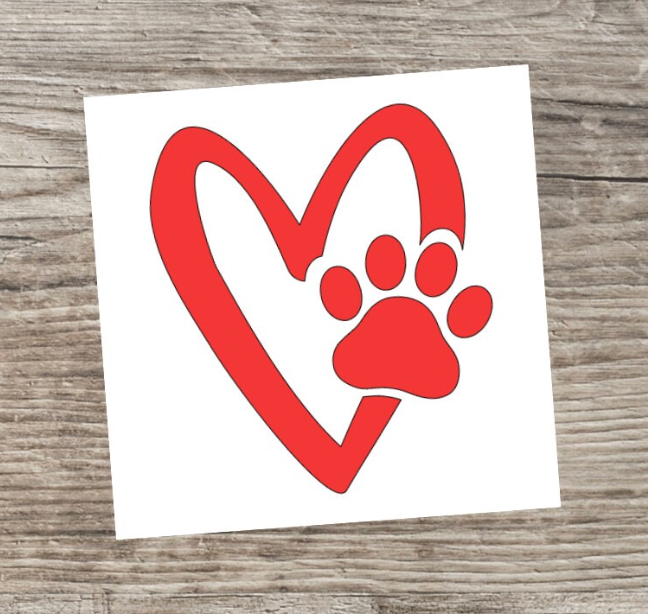 Heart Paw Print Decal - Dog or Cat Vinyl Sticker - Car, Water Bottle, Tumbler, Treat Jar, Food Container, Mailbox, Window, Door - Crafts