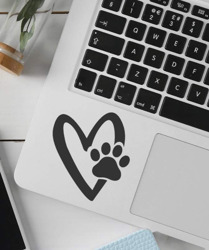 Heart Paw Print Decal - Dog or Cat Vinyl Sticker - Car, Water Bottle, Tumbler, Treat Jar, Food Container, Mailbox, Window, Door - Crafts