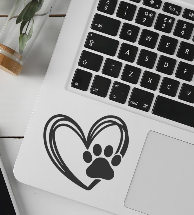 Heart Paw Print Decal - Dog or Cat Vinyl Sticker-Car, Water Bottle, Tumbler, Treat Jar, Food Container, Mailbox, Window, Door - Crafts