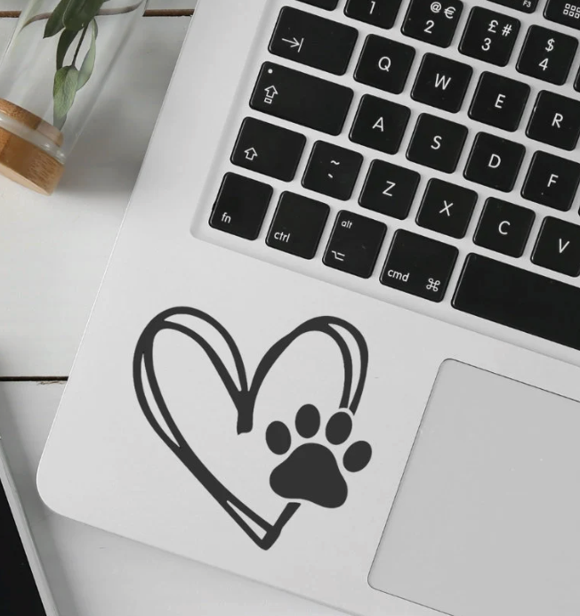 Heart Paw Print Decal - Dog or Cat Vinyl Sticker-Car, Water Bottle, Tumbler, Treat Jar, Food Container, Mailbox, Window, Door - Crafts