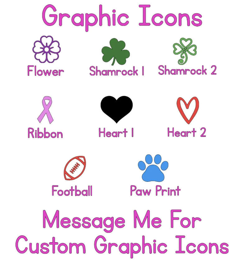 Name Decals Vinyl Stickers & Graphic Icon - Personalized Custom Word Labels with Symbol for Tumblers, Water Bottles, Sports, Back to School