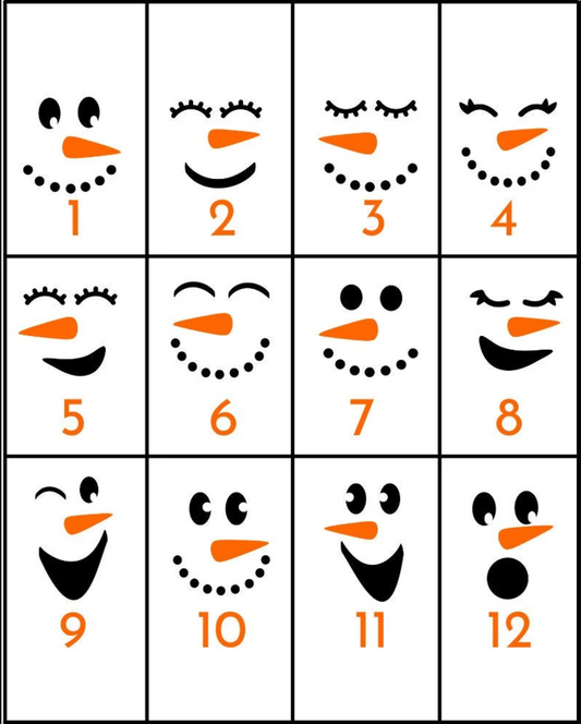 Snowman Face Decals - Vinyl Stickers for Winter Crafts, Christmas Ornaments, Mugs, Cups, Glasses - DIY Projects