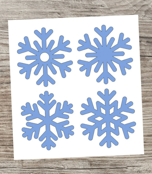 Snowflake Decals Set of 4 - Vinyl Stickers for Winter Crafts, Christmas Ornaments, Water Bottles - DIY Projects & Gifts