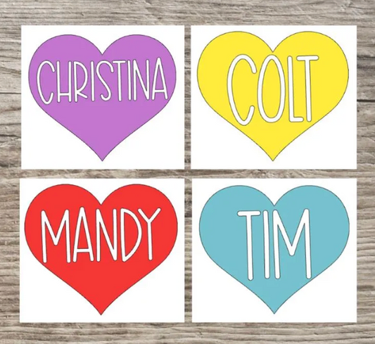 Heart Name Decal - Personalized Vinyl Sticker - Happy Valentine's Day Word Labels for Cups, Tumblers, Water Bottles, Crafts, DIY Projects