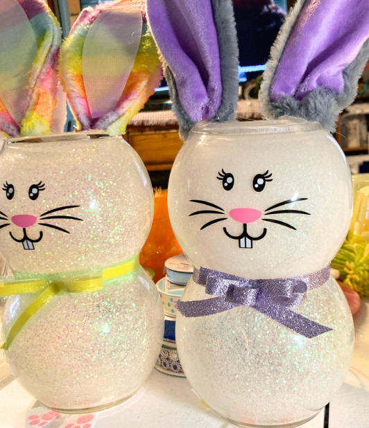 Easter Bunny Rabbit Face Decals - Vinyl Stickers for Spring DIY Crafts - Bucket, Pail, Wine Glass, Mug