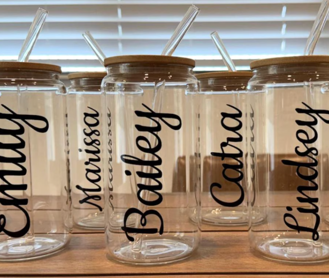 Cursive Name Decals - Personalized Vinyl Stickers - Script Words for Tumblers, Water Bottles, Wine Glasses, Girl's Weekend