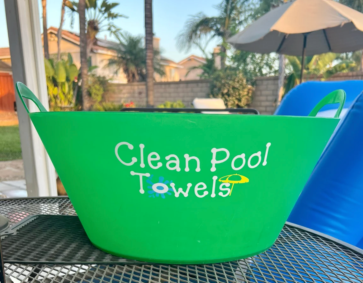 Clean Pool Towels Decal - Vinyl Stickers for Birthday Parties, Picnics, Pool Party, Beach Buckets, Graduation, Summer Fun Decorations