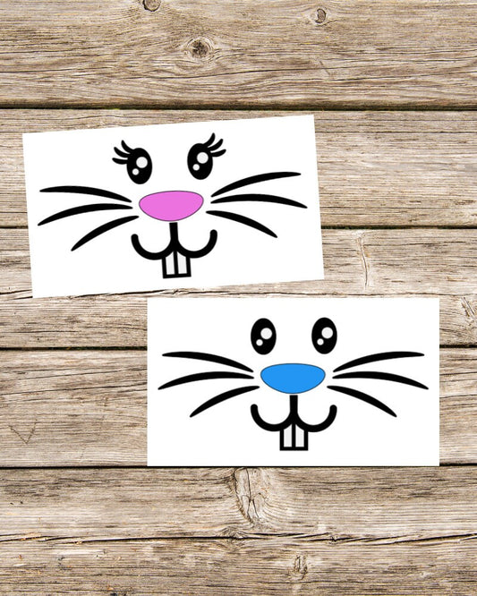 Easter Bunny Rabbit Face Decals - Vinyl Stickers for Spring DIY Crafts - Bucket, Pail, Wine Glass, Mug