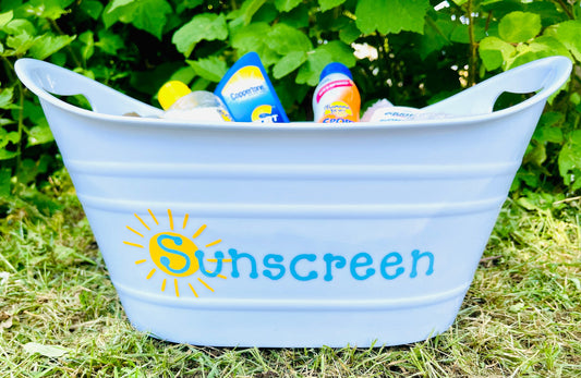Sunscreen Decal Vinyl Sticker - Birthday Party, Picnic, Pool Container, Beach Buckets, Graduation, Summer Fun Decorations - DIY Projects