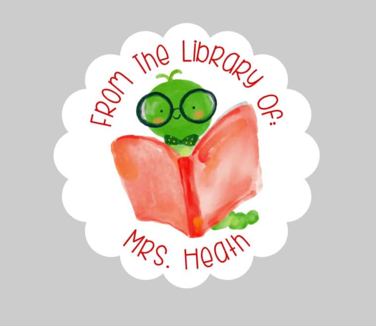 This Book Belong To Stickers - Personalized Bookworm From the Library of Labels - Classroom, Teacher, Librarian, Book Club, Student
