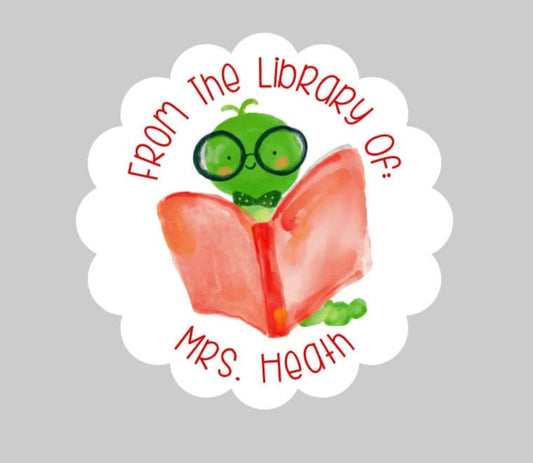 This Book Belong To Stickers - Personalized Bookworm From the Library of Labels - Classroom, Teacher, Librarian, Book Club, Student