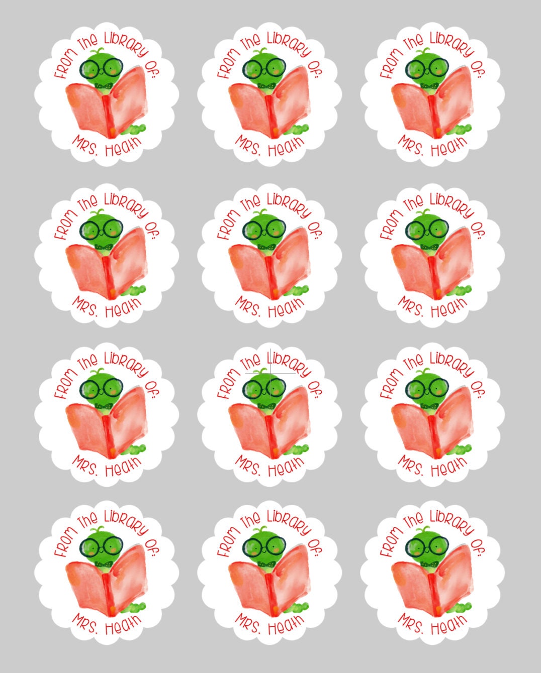 This Book Belong To Stickers - Personalized Bookworm From the Library of Labels - Classroom, Teacher, Librarian, Book Club, Student