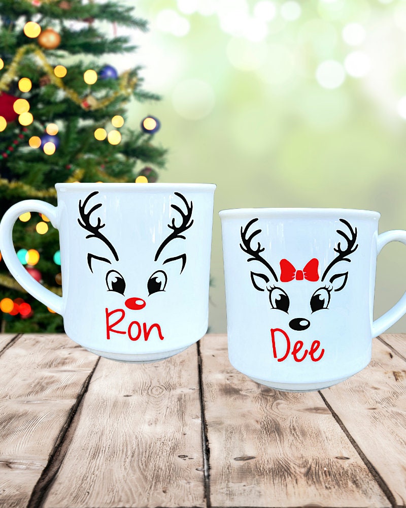 Reindeer Face Decals Personalized with Names - Vinyl Stickers for Christmas Ornaments, Cups, Glasses, Winter DIY Projects & Crafts