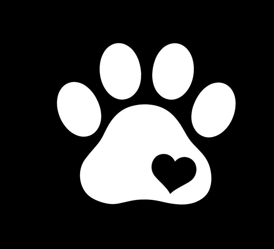 Paw Print with Heart Decals Vinyl Stickers - Dog or Cat Treat Jar, Food Container, Kennel - Pet Rescue ID for Mailbox, Window, Door - Animal DIY Projects