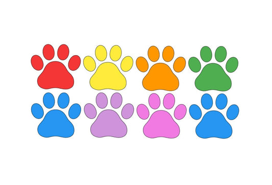Paw Print Decals Vinyl Stickers - Dog or Cat Treat Jar, Food Container, Kennel - Pet Rescue ID for Mailbox, Window, Door - Animal DIY Projects