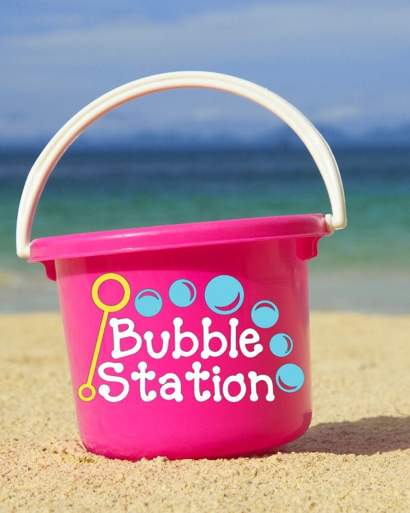 Bubble Station Decal Vinyl Sticker for Birthday Parties, Picnics, Pool Party, Beach Buckets, Graduation, Summer Fun Decorations, DIY Projects
