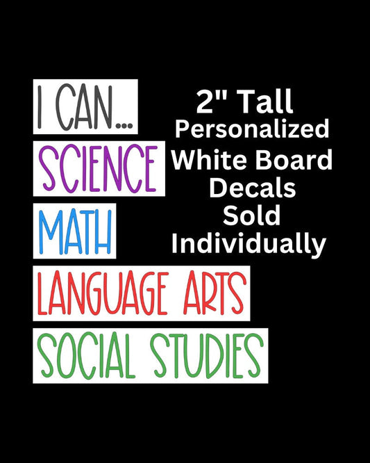 Classroom Whiteboard Decals - Personalized Vinyl Word Stickers for Teachers - Back to School Organization