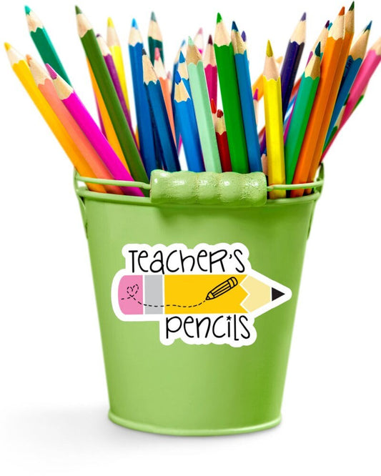 Teacher's Pencils Sticker - Waterproof Pencil Cup Label for Classroom Organization - Back to School