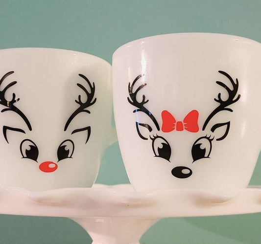 Reindeer Face Decals - Santa's Reindeer Vinyl Stickers for Christmas Crafts, Ornaments, Mugs, Glasses, DIY Projects