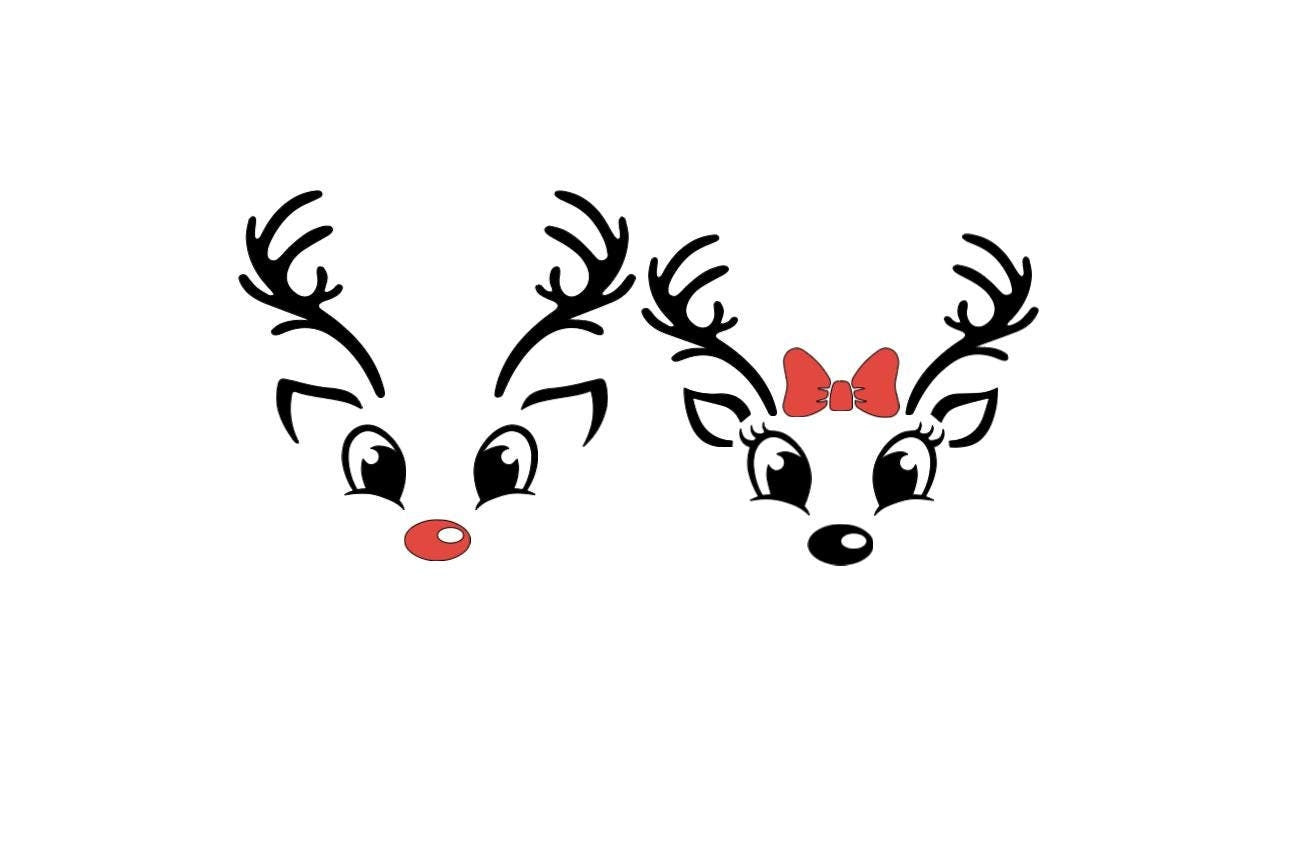 Reindeer Face Decals - Santa's Reindeer Vinyl Stickers for Christmas Crafts, Ornaments, Mugs, Glasses, DIY Projects