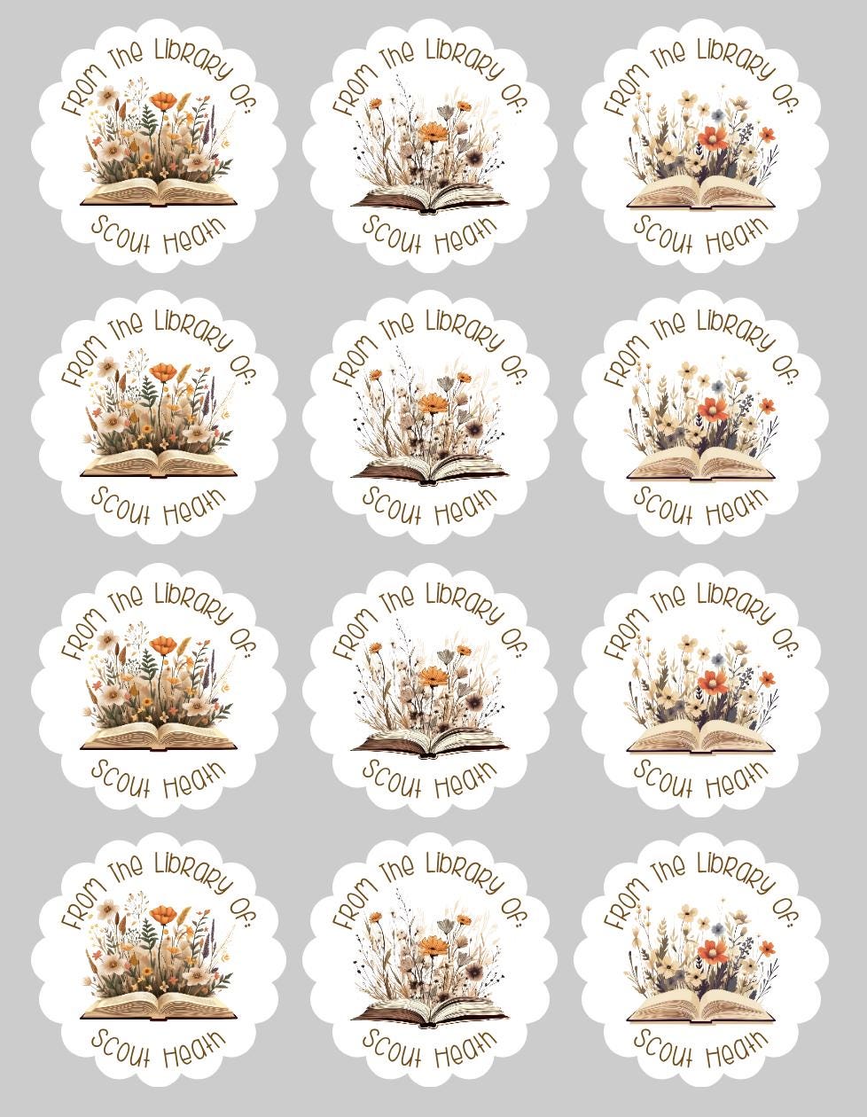 This Book Belong To Stickers - Personalized Floral From the Library of Labels - Classroom, Teacher, Librarian, Book Club, Student