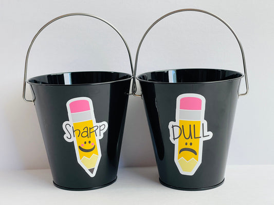 Sharp Dull Pencil Sticker Set - Waterproof Cup Labels for Teachers - Back to School Classroom Organization