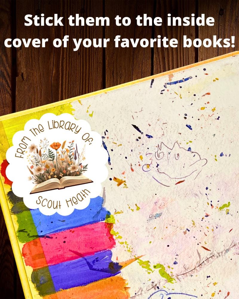 This Book Belong To Stickers - Personalized Floral From the Library of Labels - Classroom, Teacher, Librarian, Book Club, Student