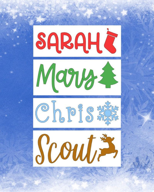 Christmas Name Decals - Personalized Vinyl Word Stickers for Holiday Parties, Tumblers, Water Bottles, School Celebrations