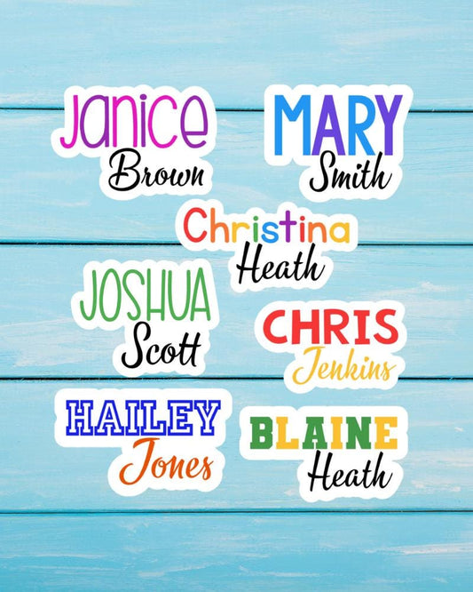 Full Name Stickers - Set of 5 Personalized Waterproof First and Last Name Labels for Teachers, Students, Sports, Back to School Supplies